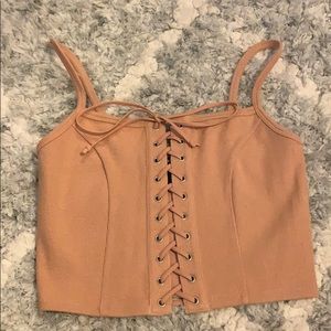 Crop lace strap tank
